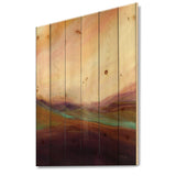 Abstract Desert Dunes Watercolor Orange Yellow - Cottage Print on Natural Pine Wood