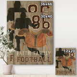 football Game Day III - Vintage Sport Print on Natural Pine Wood - 15x20