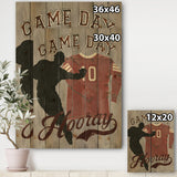 football Game Day IV - Vintage Sport Print on Natural Pine Wood - 15x20