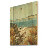 Coastal Chair Relax  Beach - Nautical & Coastal Print on Natural Pine Wood - 15x20