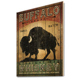 Vintage Buffalo Whiskey - Wildlife Print on Natural Pine Wood - 15x20