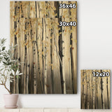 Golden Birch Forest IV - Cabin & Lodge Print on Natural Pine Wood - 15x20