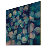 Abstract Blue Flower Petals - Traditional Print on Natural Pine Wood