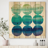 Circle Abstract Blue Colorfields II - Mid-Century Modern Transitional Print on Natural Pine Wood - 16x16