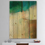 Abstract Impression of Watercolour Blue and Yellow - Traditional Print on Natural Pine Wood