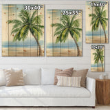 Palm Tree At The Beach Resort - Nautical & Coastal Print on Natural Pine Wood