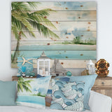 Palm Beach Resort At Dawn I - Nautical & Coastal Print on Natural Pine Wood